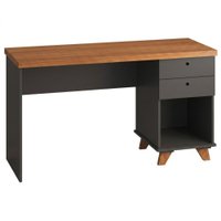 Mesa Escrivaninha Tampo Tamburato 2 Gavetas 1 Nicho 135 cm Freijo Preto Artany