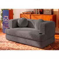 Sofá Cama Hali 1,50m Xpand Tech Tecido Bouclê Cinza Escuro Cama inBox
