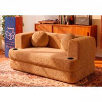 Sofá Cama Hali 1,50m Xpand Tech Tecido Bouclê Caramelo Cama inBox