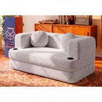 Sofá Cama Hali 1,50m Xpand Tech Tecido Bouclê Cinza Claro Cama inBox