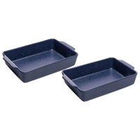 Kit 2 Travessas Refratárias Cerâmica Wolff Mist Azul Matte 36cm Assadeira Retangular com Alças