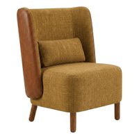 Poltrona Decorativa Verso Pes Madeira Linho Color Trend E Courino TCA 219 TCS 727 MOLL