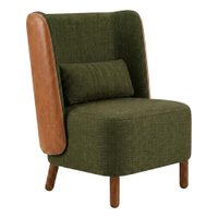 Poltrona Decorativa Verso Pes Madeira Linho Color Trend E Courino MOLL TCA 307 TCS 727