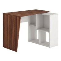 Mesa Escrivaninha Em L Versatil 4 Nichos 124X74 cm Ipe Branco Artany