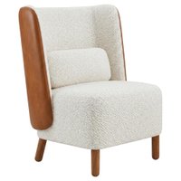 Poltrona Decorativa Verso Pes Madeira Boucle E Courino TCE 1010 TCS 727 MOLL