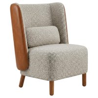 Poltrona Decorativa Verso Pes Madeira Boucle E Courino TCE 1018 TCS 727 MOLL