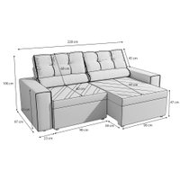 Sofá Retrátil Domus 228cm Suede Mescla Grafite Kappesberg