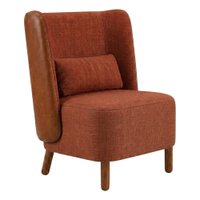Poltrona Decorativa Verso Pes Madeira Linho Color Trend E Courino TCA 303 TCS 727 MOLL