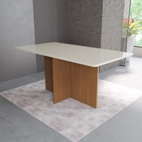 Mesa de Jantar Retangular Tampo de Madeira Fidelitá Itália 170cm Freijó/Off-White