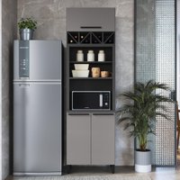 Torre Quente Paneleiro 70cm para 2 Fornos com 3 Portas Fidelitá Mônaco Chumbo/Titânio
