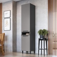 Paneleiro Simples Modulado Fidelitá Mônaco 50cm 2 Portas Chumbo/Titânio