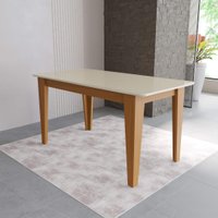 Mesa de Jantar Retangular Tampo de Vidro Fidelitá Génova 160cm Freijó/Off-White