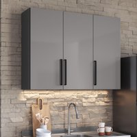 Armário Aéreo Modulado Fidelitá Mônaco 120cm 3 Portas Chumbo/Titânio