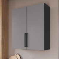 Armário Aéreo Modulado Fidelitá Mônaco 80cm 2 Portas Chumbo/Titânio
