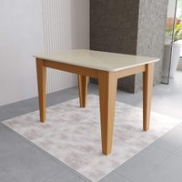 Mesa de Jantar Retangular Tampo de Vidro Fidelitá Génova 120cm Freijó/Off-White