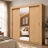 Guarda-Roupa Casal Multimóveis Barcelona 3 Portas de Correr com Espelho CR35402 - Madeirado