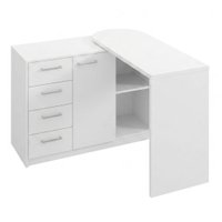 Mesa Escrivaninha Tampo Giratorio 4 Gavetas 1 Porta 2 Nichos 100X109 cm Branco Artany