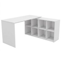 Mesa Escrivaninha Escritorio Em L 8 Nichos 140X130 cm Branco Artany