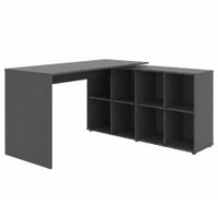 Mesa Escrivaninha Escritorio Em L 8 Nichos 140X130 cm Preto Artany