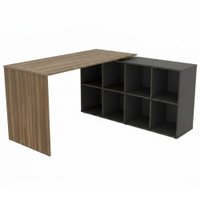 Mesa Escrivaninha Escritorio Em L 8 Nichos 140X130 cm Ipe Preto Artany