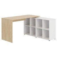 Mesa Escrivaninha Escritorio Em L 8 Nichos 140X130 cm Carvalho Branco Artany