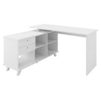 Mesa Escrivaninha Escritorio Em L 2 Gavetas 5 Nichos 145X128 cm Branco Artany