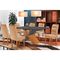 Mesa Sala Jantar Imperatriz + 6 Cadeiras Capuccino Rufato