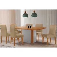 Mesa Sala Jantar Pietá + 6 Cad Dakota Naturale/Bege Rufato