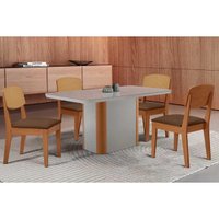 Mesa Sala Jantar Pietá + 4 Cad Havana Naturale/Marrom Rufato