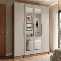 Guarda-Roupa Modulado com Espelhos 160 cm 4 Portas Rustic/Crema Neo Madesa