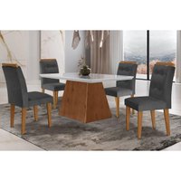Mesa Sala Jantar Luna + 4 Cad Imperatriz Imbu/Grafite Rufato