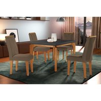 Mesa Sala Jantar Londrina + 4 Cad Amsterdã Capuccino Rufato