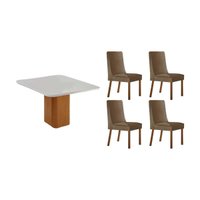 Mesa Sala Jantar Maldivas + 4 Cad Dakota Naturale Rufato
