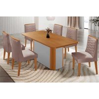 Mesa Sala Jantar Pietá + 6 Cad Maldivas Naturale Rufato