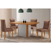 Mesa Sala Jantar Pietá + 4 Cad Dakota Natural/Capucci Rufato