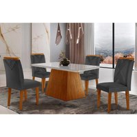 Mesa Sala Jantar Luna + 4 Cad Amsterdã Capuccino Rufato