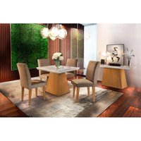 Mesa Sala Jantar Luna + 4 Cad Grécia Capuccino Rufato