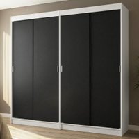 Conjunto 2 Guarda-Roupas 4 Portas de Correr Branco/Preto Tokio Madesa