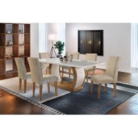Mesa Sala Jantar Jade + 6 Cad Grécia Capuccino Rufato