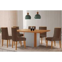 Mesa Sala Jantar Pietá + 6 Cad Dakota Naturale/Marrom Rufato