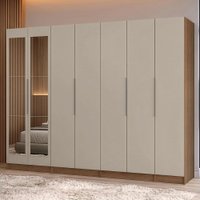 Guarda-Roupa Modulado 280 cm 7 Portas com Espelhos 4 Gavetas Rustic/Crema Neo Madesa 01