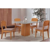Mesa Sala Jantar Maldivas + 4 Cad Havana Naturale Rufato