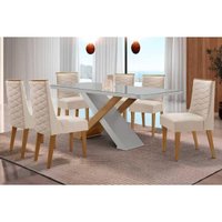 Mesa Sala Jantar Imperatriz + 6 Cad Dafne Naturale Rufato