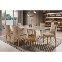 Mesa Sala Jantar Jade + 6 Cad Jade Capuccino Rufato
