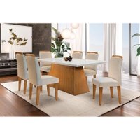Mesa Sala Jantar Luna + 6 Cad Athenas Capuccino/Creme Rufato