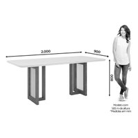 Mesa Sala Jantar Yara + 8 Cad Anne Nature/Corano Linho Henn