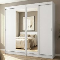 Conjunto 2 Guarda-Roupas 4 Portas de Correr com 2 Espelhos Branco Tokio Madesa