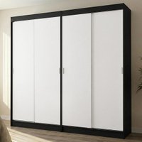 Conjunto 2 Guarda-Roupas 4 Portas de Correr Preto/Branco Tokio Madesa