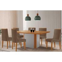 Mesa Sala Jantar Pietá + 6 Cad Dakota Natural/Capucci Rufato