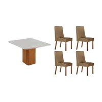 Mesa Sala Jantar Maldivas + 4 Cad Dakota Natural/Bege Rufato